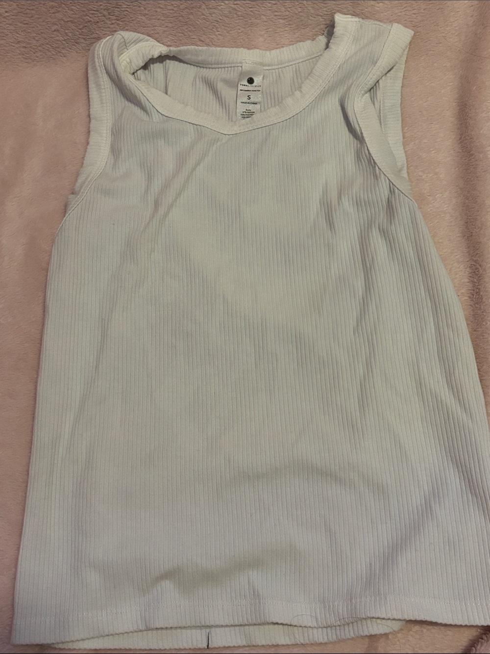 Yogicious Yoga White Ribbed Tank Top